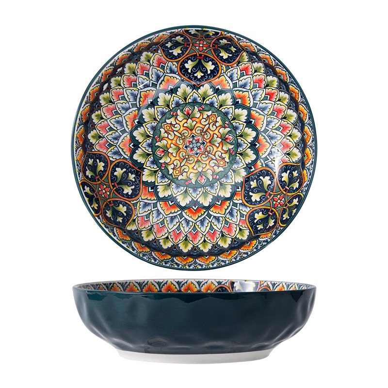 Bohemian Ceramic Tableware Bilitis Dishes Light Luxury Hand-painted Creative Household Rice Bowl Soup Bowl Dish Plate