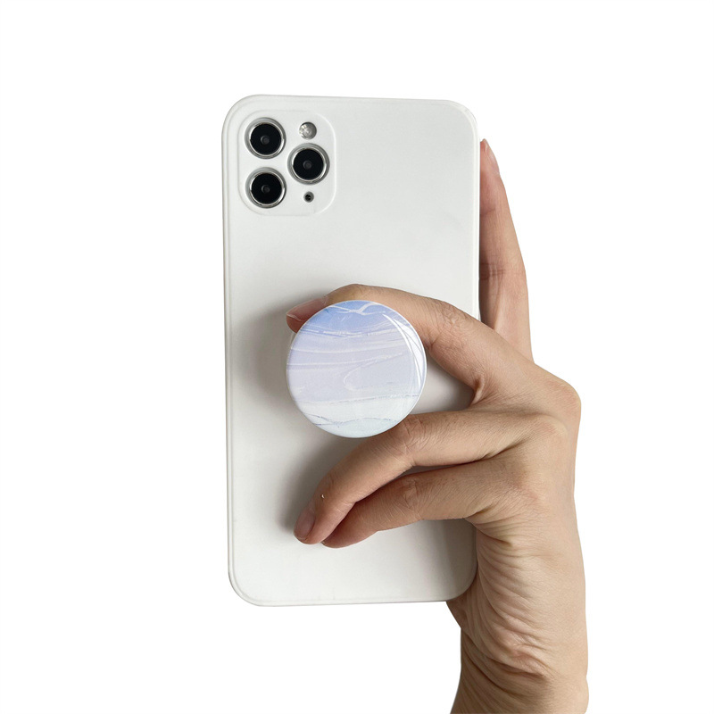 Marble Pattern Glue Dropping Transparent Airbag Bracket Creative Lazy Desktop Retractable Support Flat Mobile Phone Rack