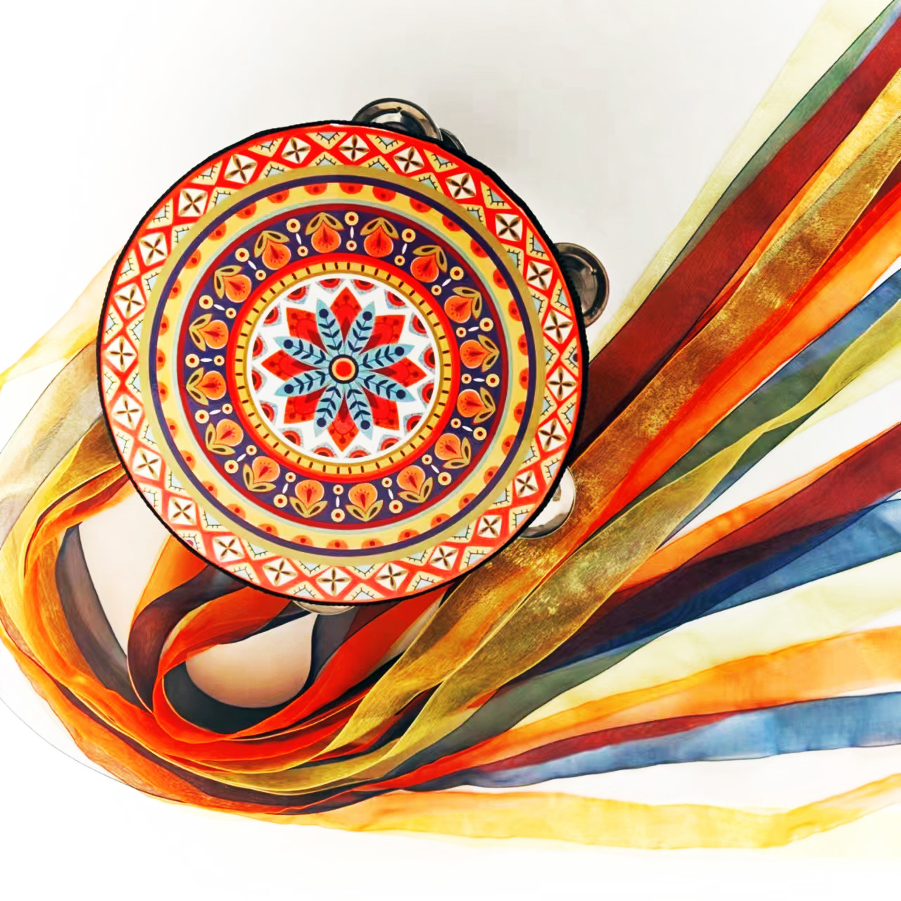 Dunhuang Dance Instrument, Flying Tambourine, Xinjiang Uyghur Tambourine, Han Dynasty Hand-Held Photo Drum, Ribbon Drum, Tang Drum