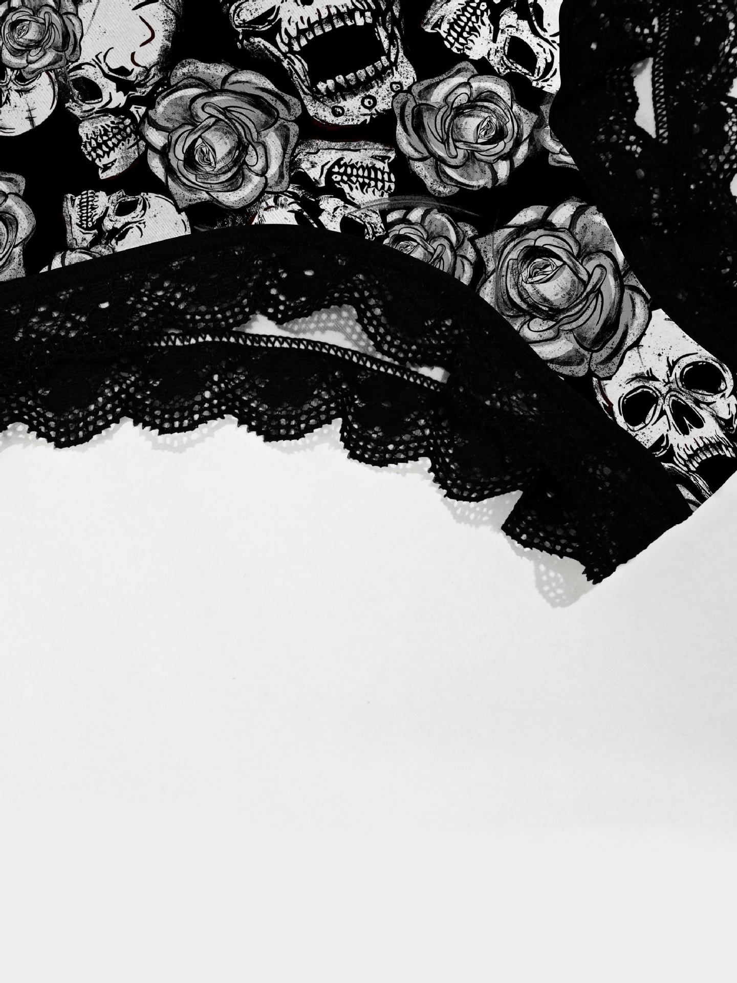 Dark Star Skull 3D Print Milk Stitching Contrast Lace'Cross-Border