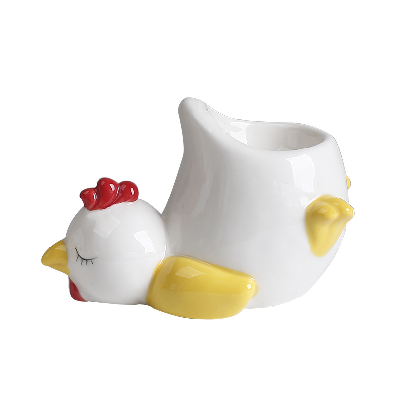 Cross-border Egg Holer Ceramic Cartoon Egg Holer Ornaments Beauty Makeup Egg Rack Creative Cute Breakfast Egg Cup Tableware