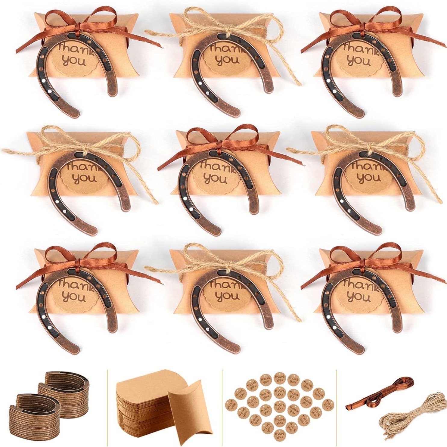 European and American Horseshoe Pendant Vintage Wedding Decoration Guest Gift Bridal Return Wedding Gift Handwritten Thank You Card