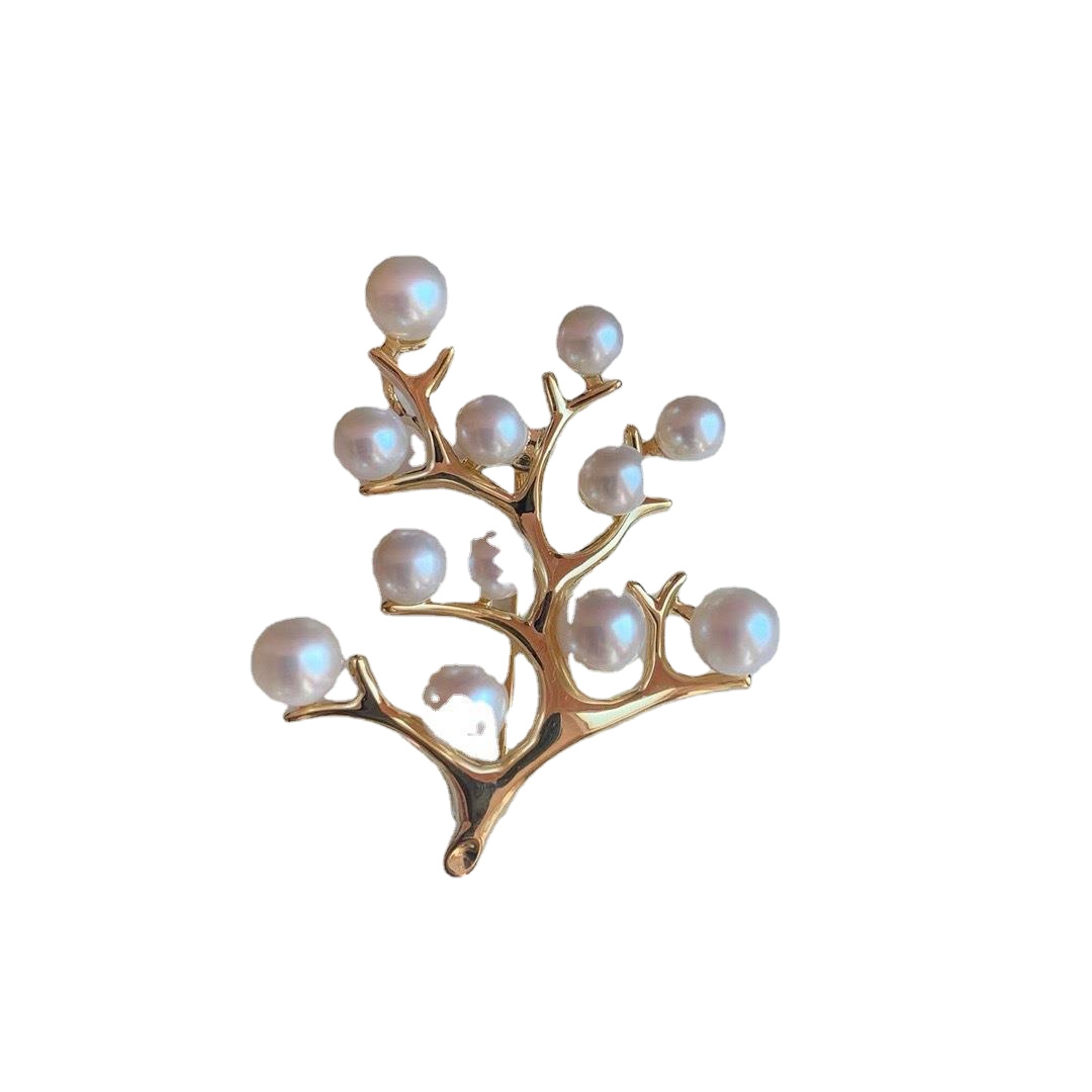 Autumn New Freshwater Pearl Brooch Bow Corsage High-End Pin Classy Design Anti-Exposure Buckle Ins