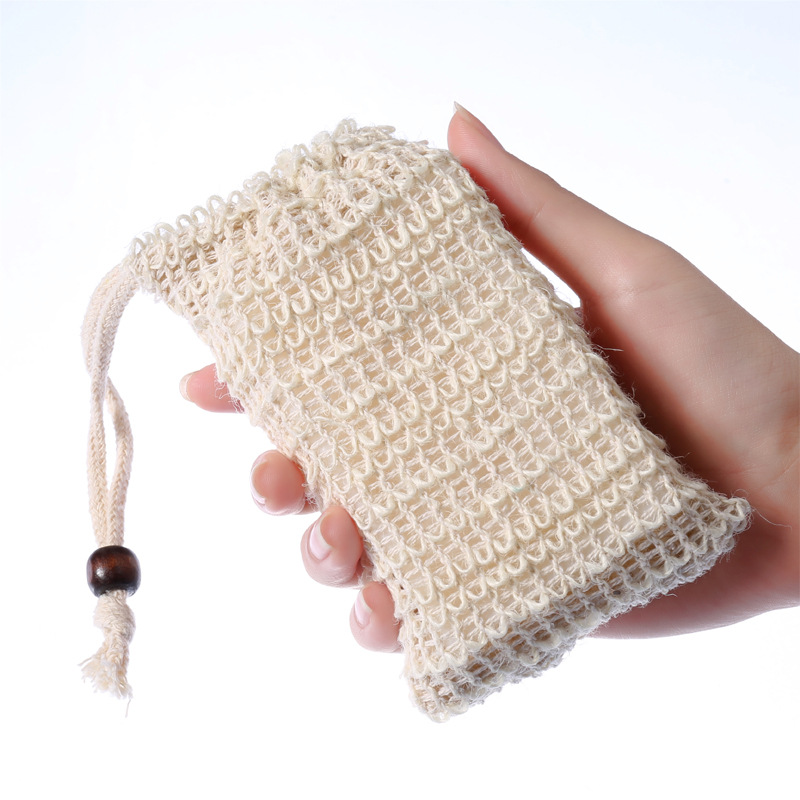 Factory Direct Supply New Ramie Jute Foaming Net Handmade Soap Bag Household Bathroom Hangable Soap Bag