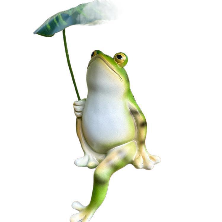 Umbrella-Holding Frog for Shade, Balcony, Courtyard, Garden, Fish Tank Decoration, Creative Animal Landscaping Ornament Wholesale