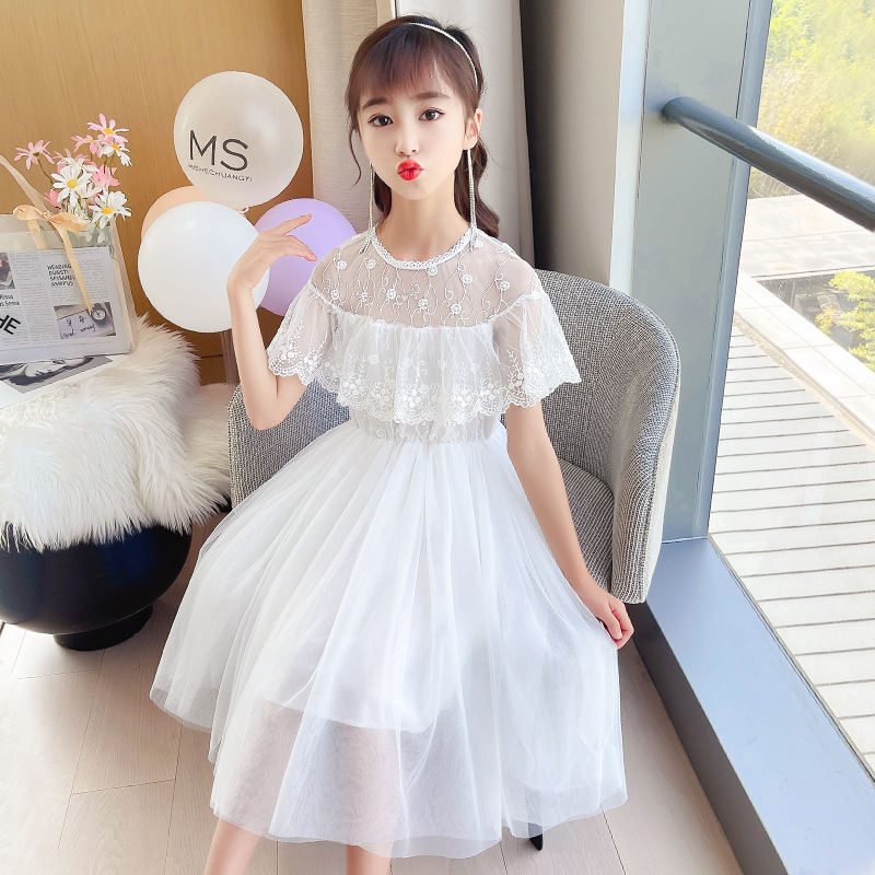 Girls Summer Dress 2025 New Internet Celebrity Style Girls Korean Style Girls Fashionable Princess Gauze Dress Performance Clothes