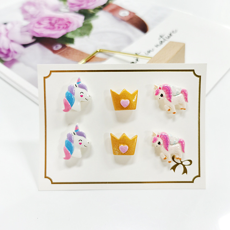[Can] Cross-Border Kidsren's Iron-Absorbing Ear Clips Without Pierced Ears for Girls, Painless Ear Clips, Cartoon Cute Earrings