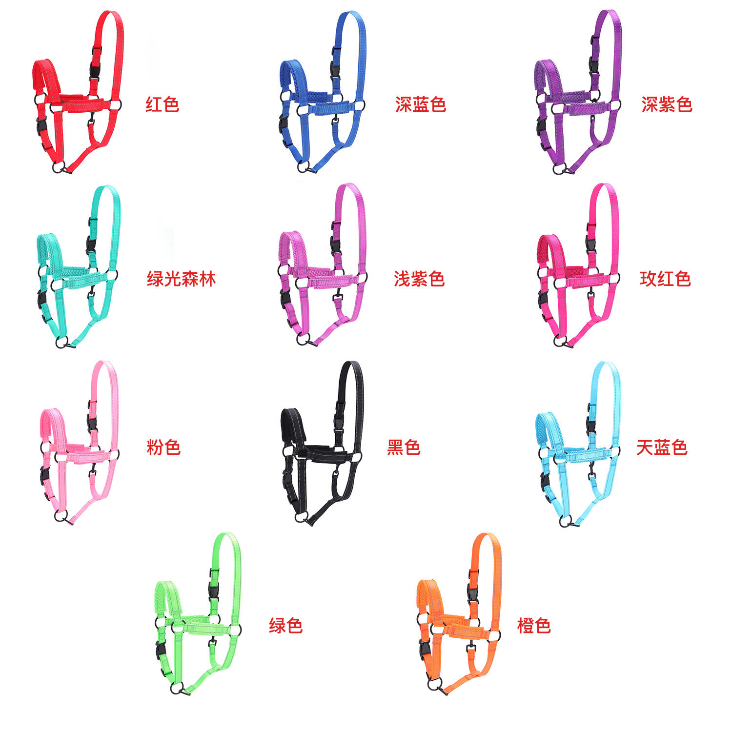 Amazon new horse bridle equestrian supplies reflective silk nylon horse bridle equestrian tools factory supply wholesale