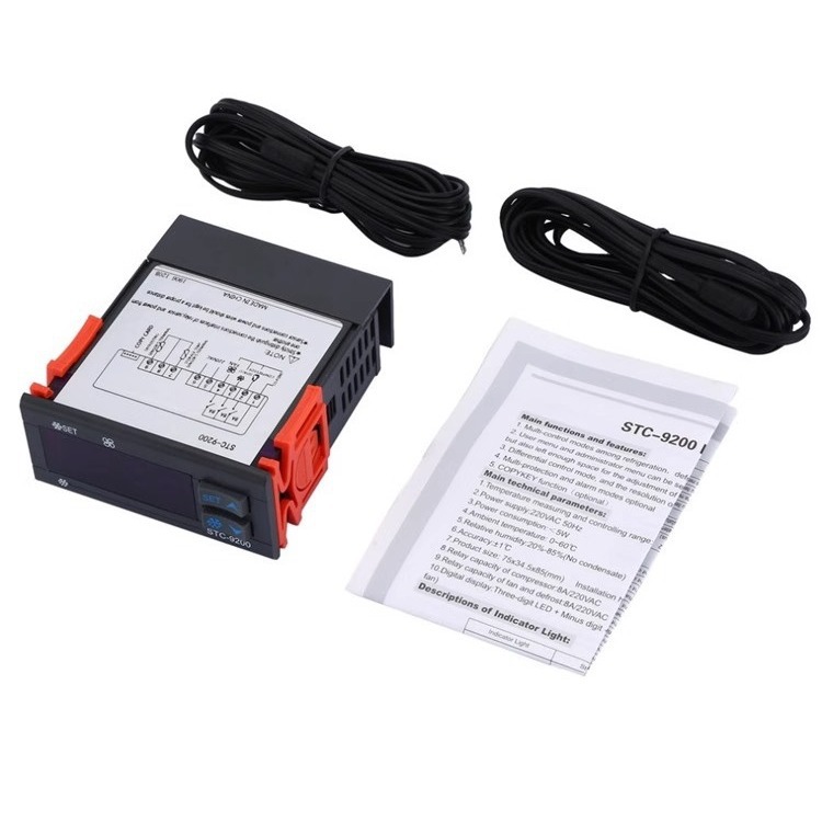 Stc-9200 Thermostat Freezer Temperature Adjustment Controller Temperature Control Instrument Cold Storage Refrigeration Defrost Dual Sensor