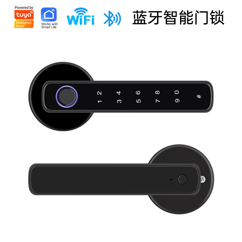 Cross-Border Direct Supply Door Handle with Fingerprint Lock, One-Touch Opening, Graffiti Bluetooth App Password Lock, Silent Office Apartment
