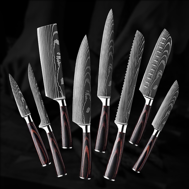 Amazon Damascus Pattern Chef's Knife Laser Pattern Western-style Chef's Knife Kitchen Knife Sande Knife Universal Knife