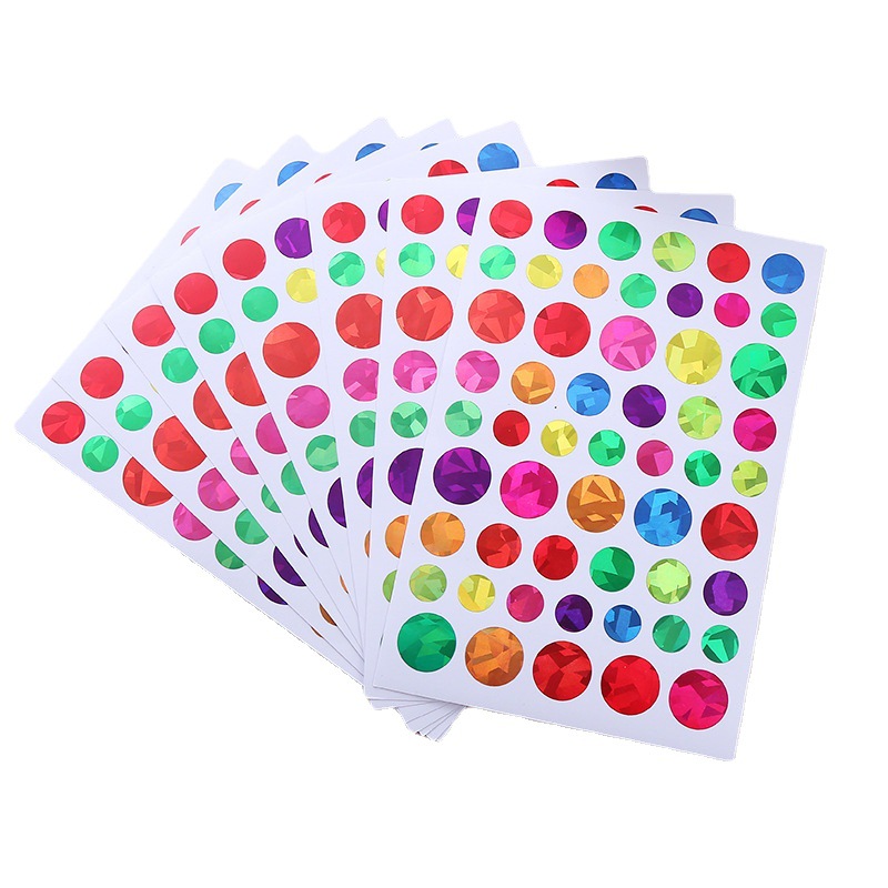 Ready-Made Cross-Border Laser Broken Floral Five-Pointed Star Stickers Amazon Tear-Resistant DIY Handbook Decoration Stickers