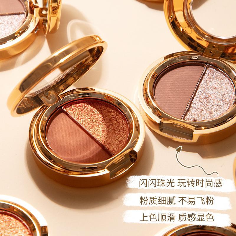 Capel Two-Color Eye Shadow Ins Super Popular Pumpkin Color Earth Color Matte Gold Glitter Mashed Potato Student Affordable Eye Shadow