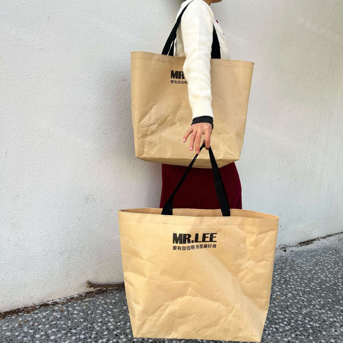 Clothing Store Kraft Paper Composite Woven Handbag Green Shopping Bag Gift Bag Waterproof Bag Printable Logo