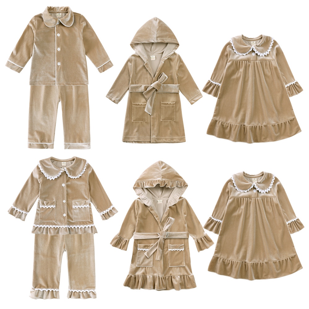 New children's bathrobe gold velvet boys and girls home clothing autumn and winter children's nightgown wholesale agent