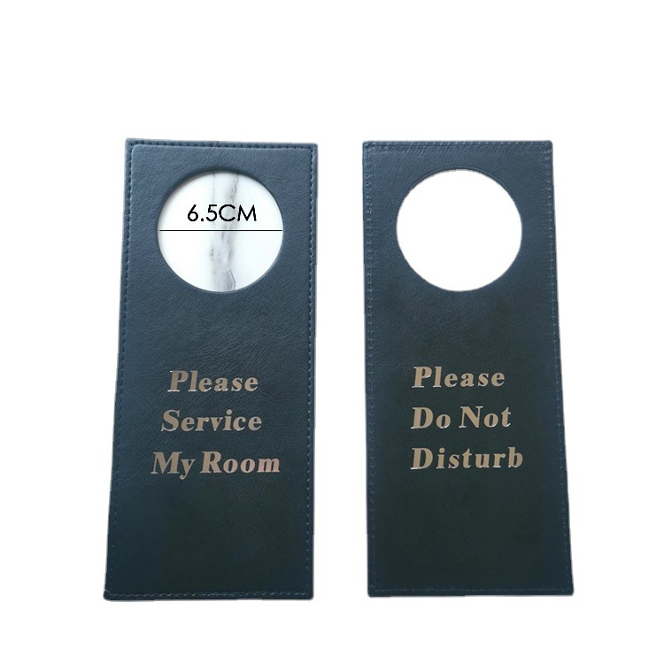 Cross-Border Exclusive Supply of Hotel Leather Do-Not-Disturb Signs, Hotel Door Reminder Signs, Pu Leather Please-Clean-Now Door Hangers
