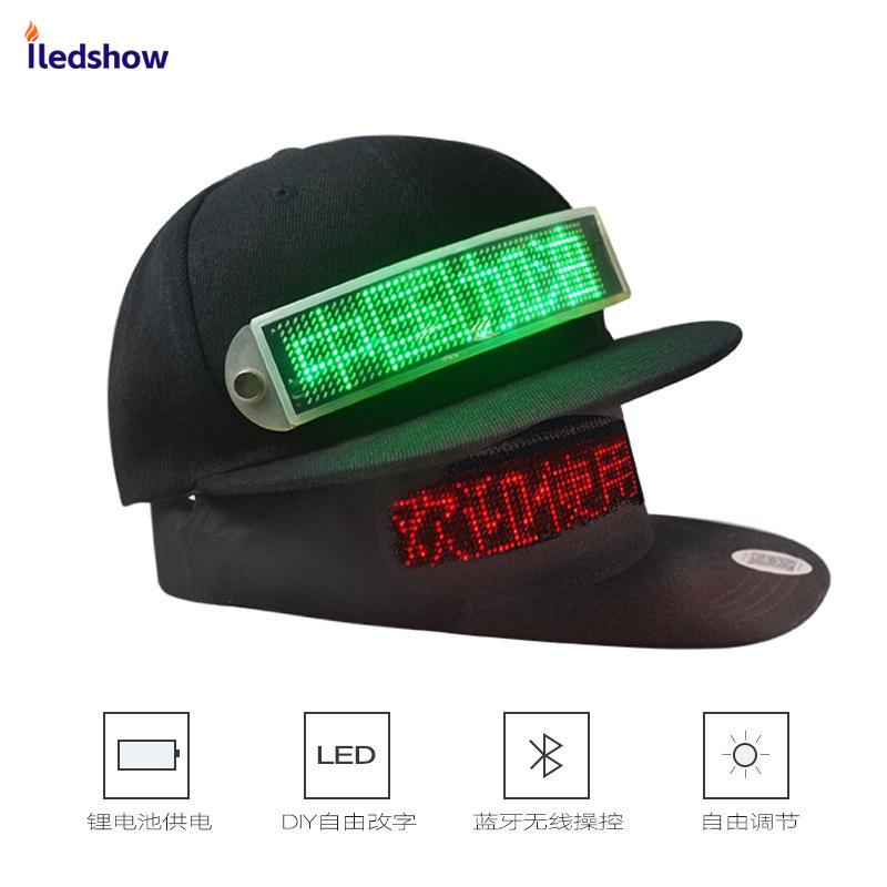 Светящийся рекламный кепка с LED дисплеем управление приложением смена слов многоязычный гибкий внешний LED экран кепки