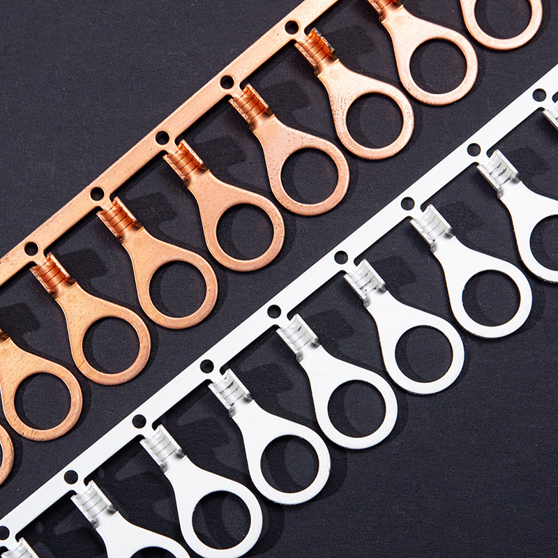 Rnb Cold-Pressed Terminal Dongguan Manufacturer Copper Nickel-Plated 0.6 Thick Red Black Cold-Pressed Terminal Block