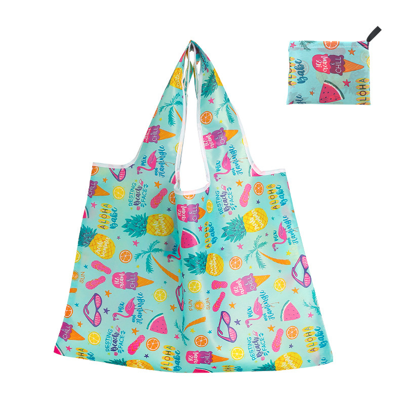New Large Capacity Folding Shopping Bag Spot Environmental Folding Bag Creative Portable Printed Portable Storage Bag