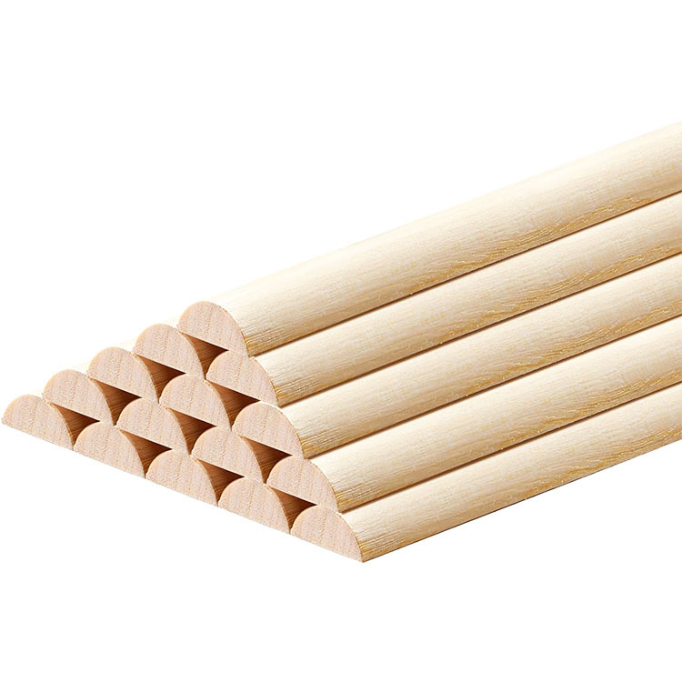 Customized Solid Wood Molding Decorative Wood Lines Semi-Circular Solid Wood Molding Decorative Wood Strips Crafts Semi-Circular Wood Lines