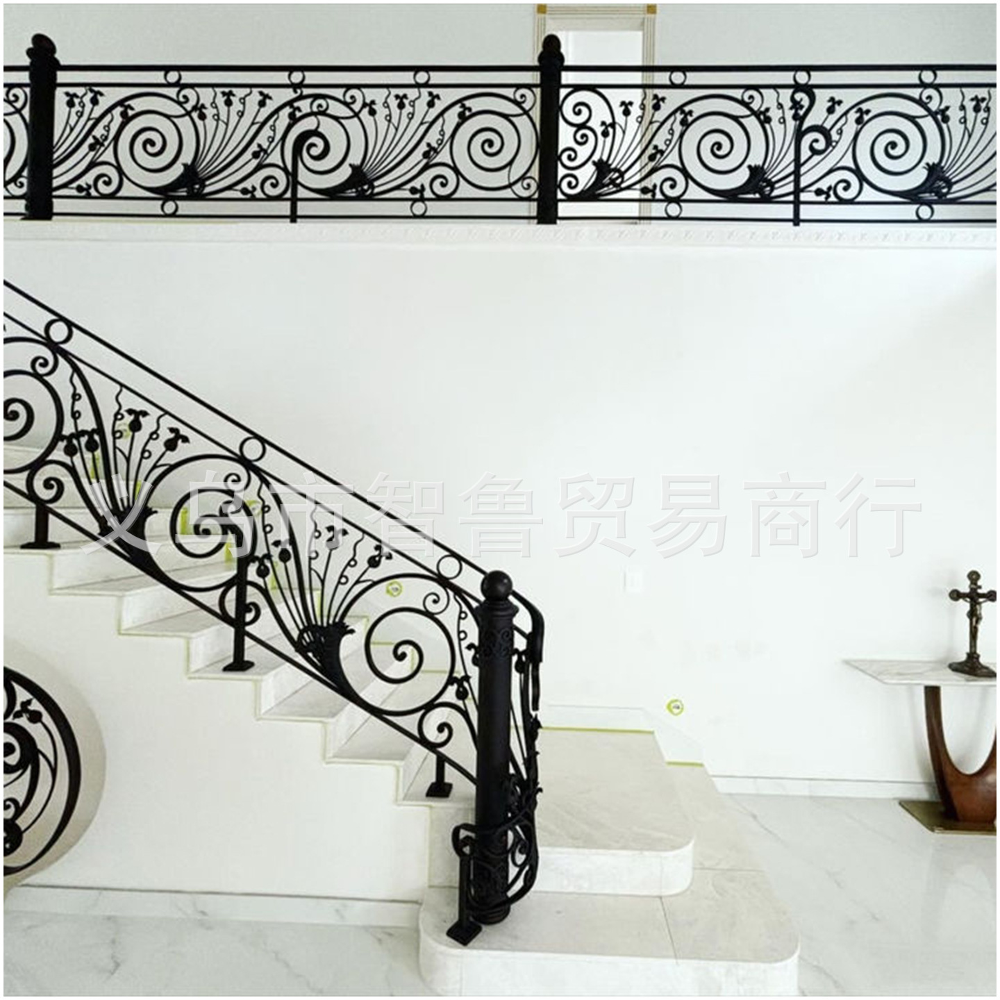 Purely Hand-Forged Iron Staircase Solid Wrought Iron European Style Assembled Guardrail Handrail Accessories
