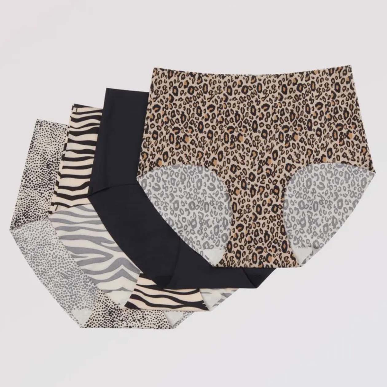 High-Waisted Cross-Border Hot-Selling Leopard Print Ice Silk Underwear Zebra Spot Pattern Adhesive Seamless Large Size