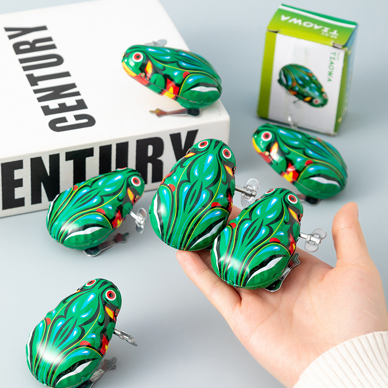 Metal Frog Toy Small Frog Toy Children's Gift Wind-Up Jumping Frog Animal Bounce 80S Nostalgia