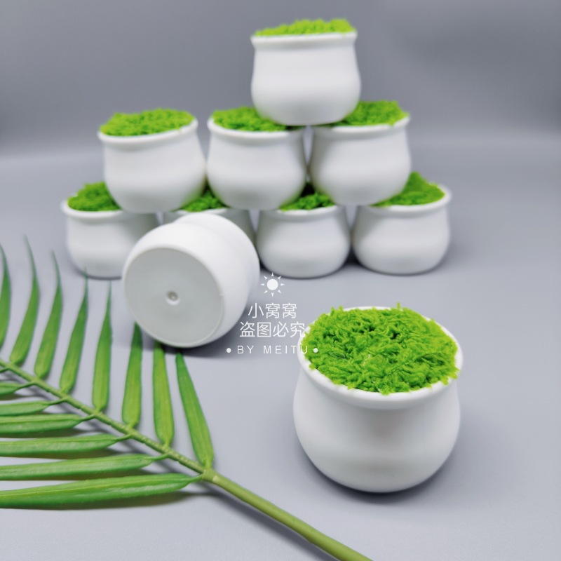 Small flowerpot mini ornaments woven crocheted potted plant car anti-drop plastic small white crocheted flower hot one generation hair