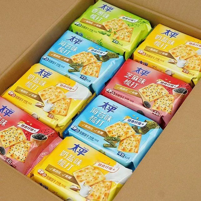 Taiping Soda Biscuits 100g*24 Bags Whole Box Salty Milk Salt Chive Flavor Soda Biscuits Whole Box Snacks Wholesale