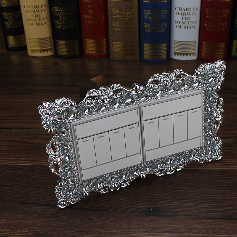 Rose lace switch sticker 86 type double switch cover 90 type socket sticker switch set European creative full drill switch sticker