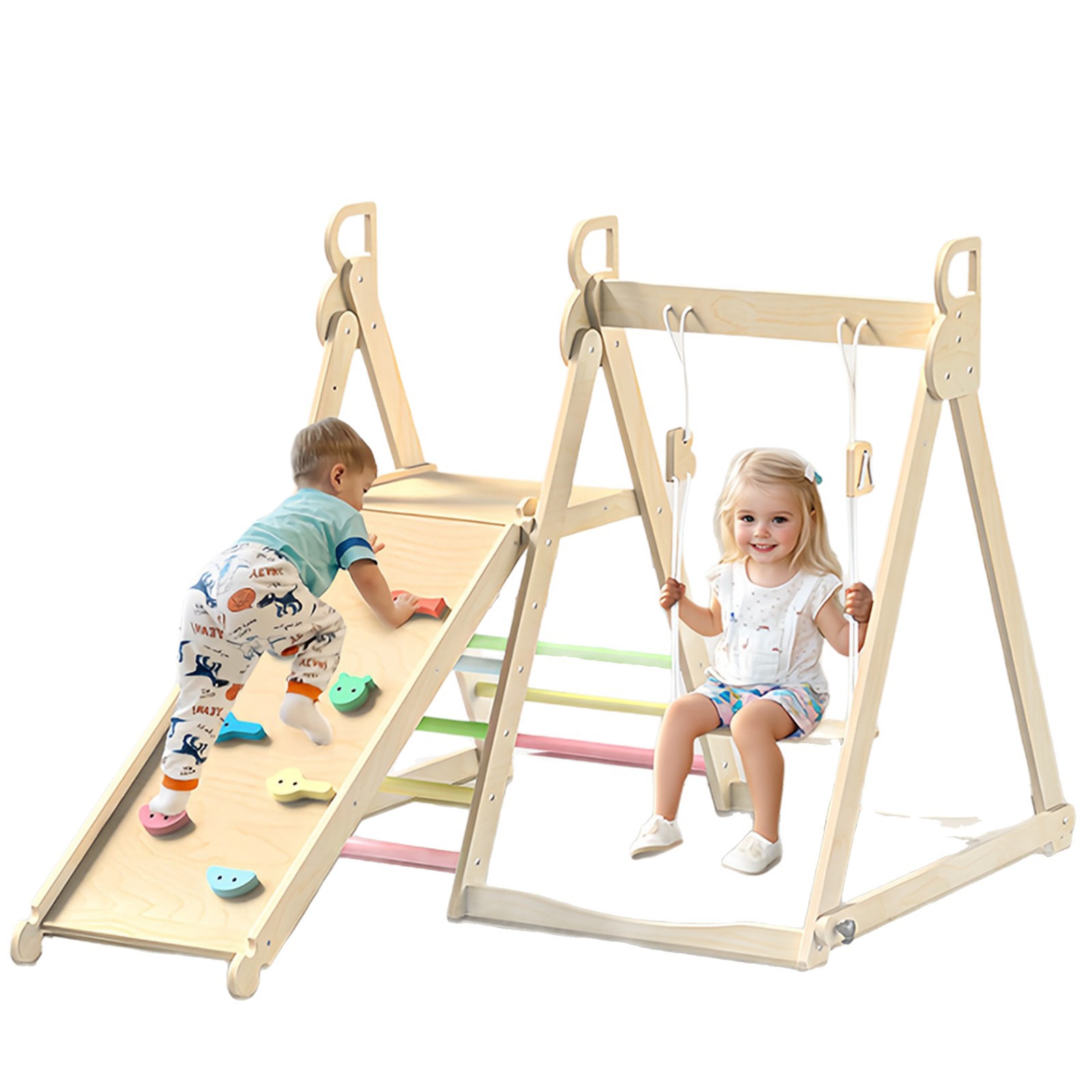 Spot Kidsren's Climbing Frame with Swing Slide Indoor Home Playground Baby Toys Foldableable Slide Climbing Frame