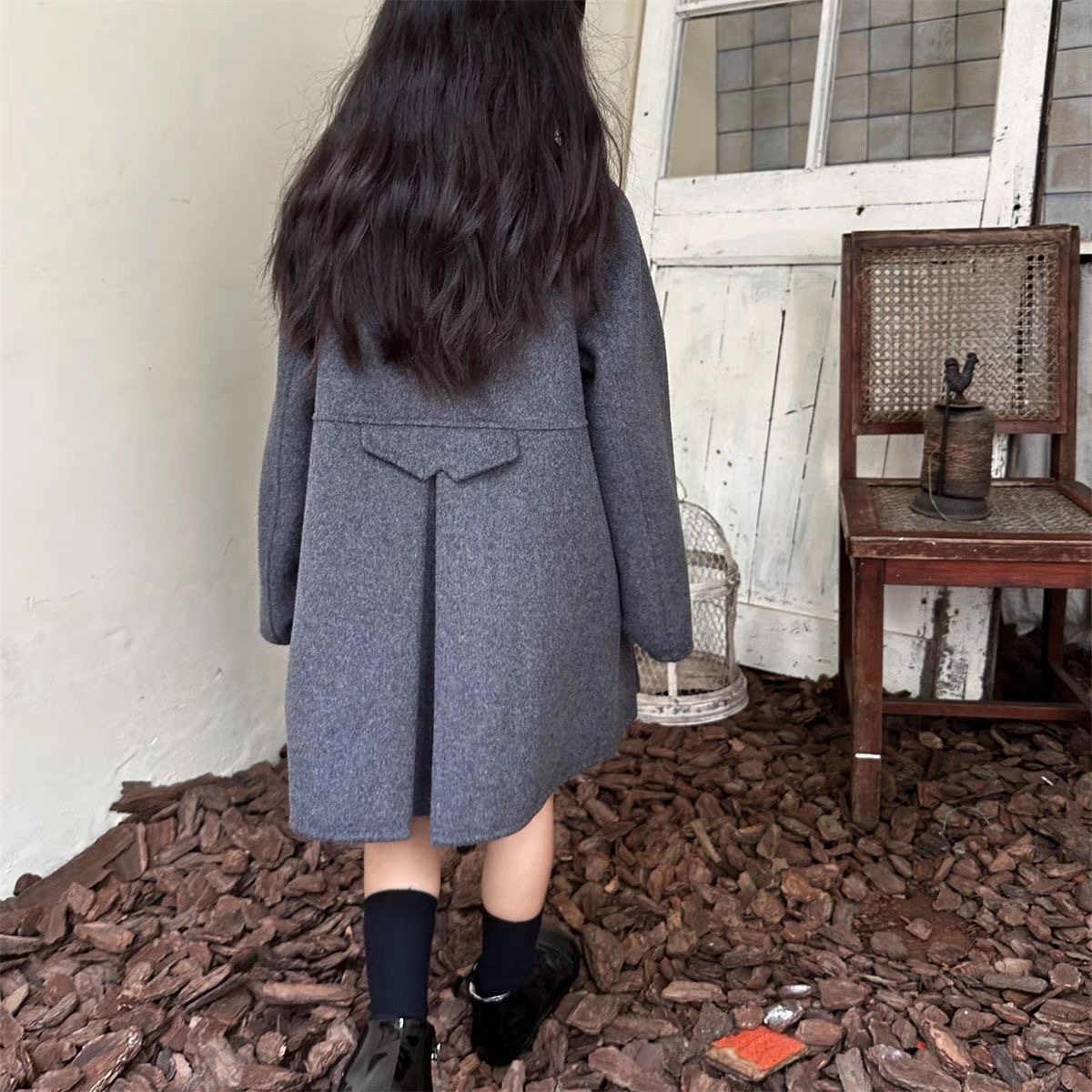 Girls Korean Style Double-Sided Woolen Outwear Kidsren's Clothing 2025 Spring & Fall New Style Baby Style Kidsren's Woolen Outwear