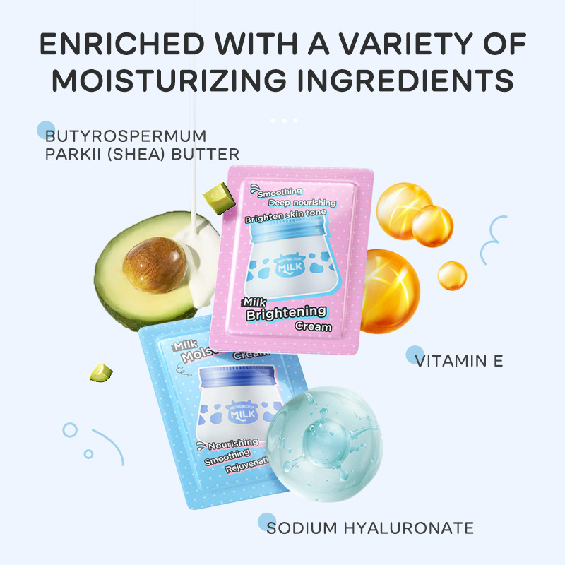 Cross-border LAIKOU milk moisturizing cream milk moisturizing cream bag 1.5g tablet moisturizing moisturizing wholesale