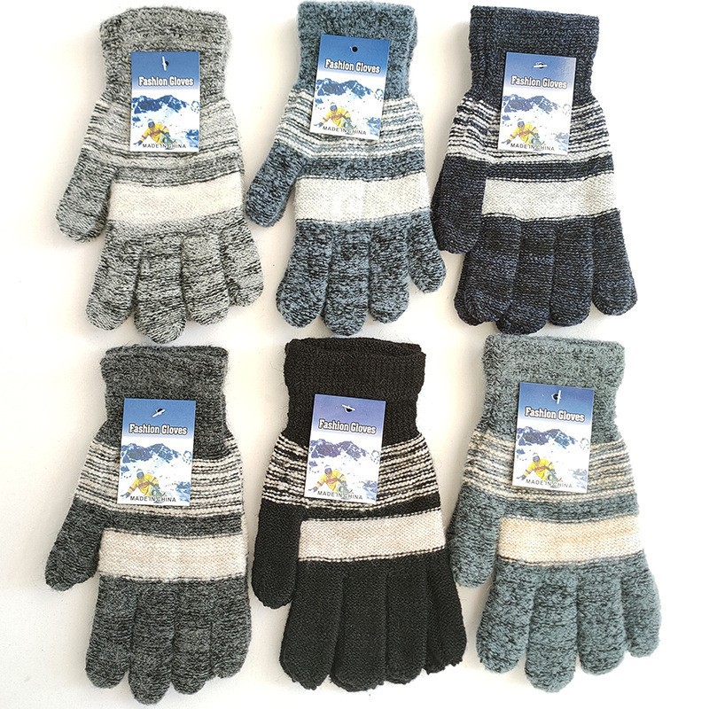 Autumn and winter warm men's and women's gloves thickened fleece-lined cycling wool gloves cold cycling knitted gloves wholesale