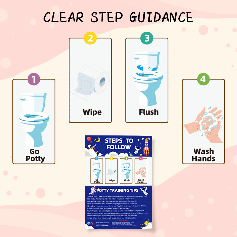 Cross-Border Kidsren's Toilet Training Stickers Amazon Temu Toilet Reward Chart Baby Boy Girl Potty