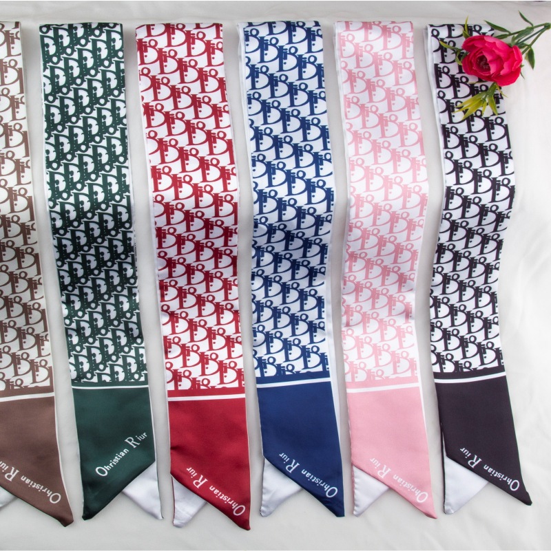 2023 Новая повязка на голову, ретро шелковый шарф, маленькая длинная лента для волос, летний шарф