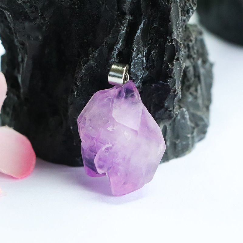 Guan Yu Natural Amethyst Raw Stone Pendant Irregular Crystal Cluster Necklace Live Broadcast Benefits Wholesale S5042601