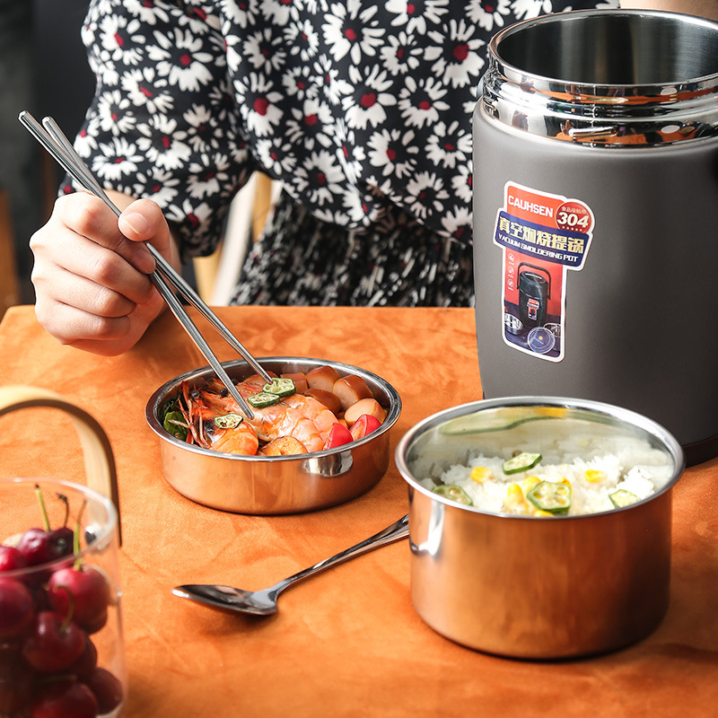 304 Stainless Steel Braised Beaker Super Long Insulation Lunch Box Bucket Portable Office worker Braised Pot Braised Congee