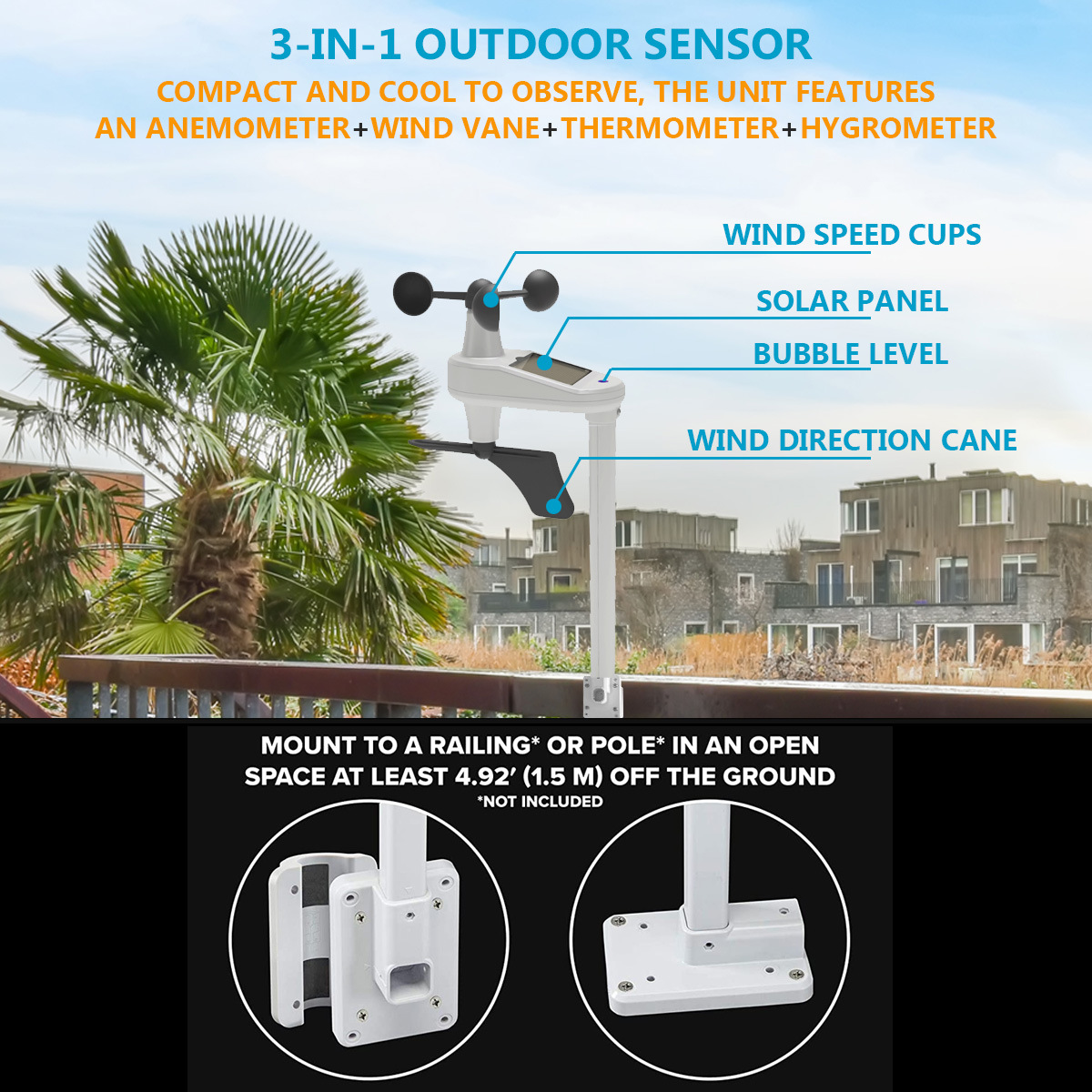 Wind, Rain, Temperature, and Humidity! Wireless Weather Station Instantly Transmits Wind Speed, Rainfall, Temperature, and Humidity Data with Intelligent Wireless Transmission