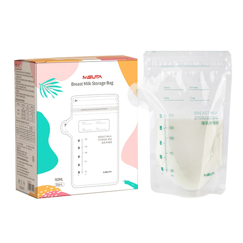 Misuta Milk Storage Bag Breast Milk Preservation Bag Disposable Milk Storage Bag Upright Double-track Sealed Storage Bag 30 Pieces