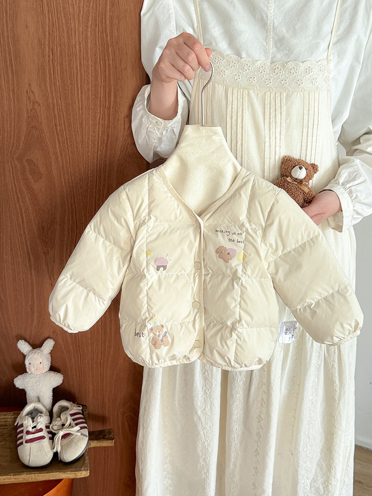Baby Boy's Lightweight down Jacket, New Autumn and Winter Style, Infant 90% down Outerwear, Boys' White Duck down Jacket, Class a