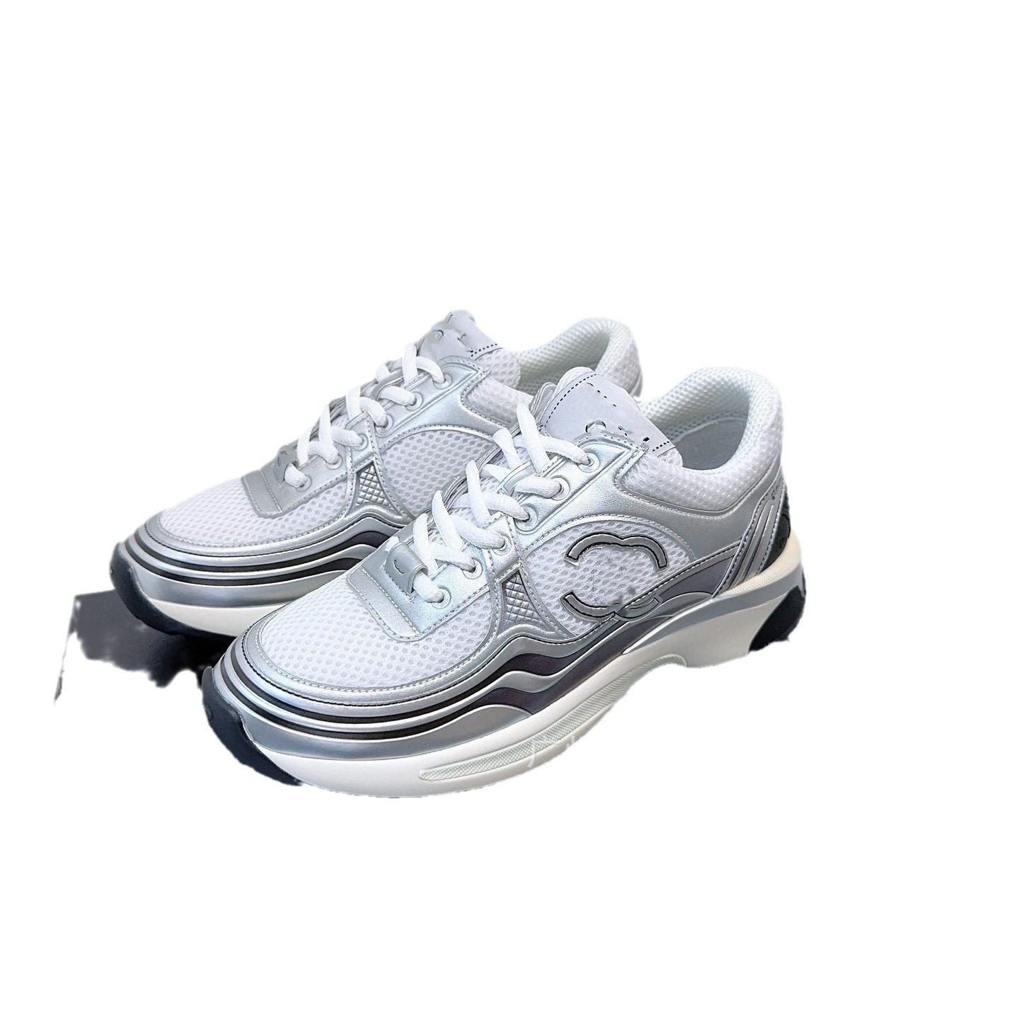 Low-Top Silver Horn King Dad Shoes 2024 Spring Fashion Thick-Soled Height-Increasing Retro Sports Casual Shoes