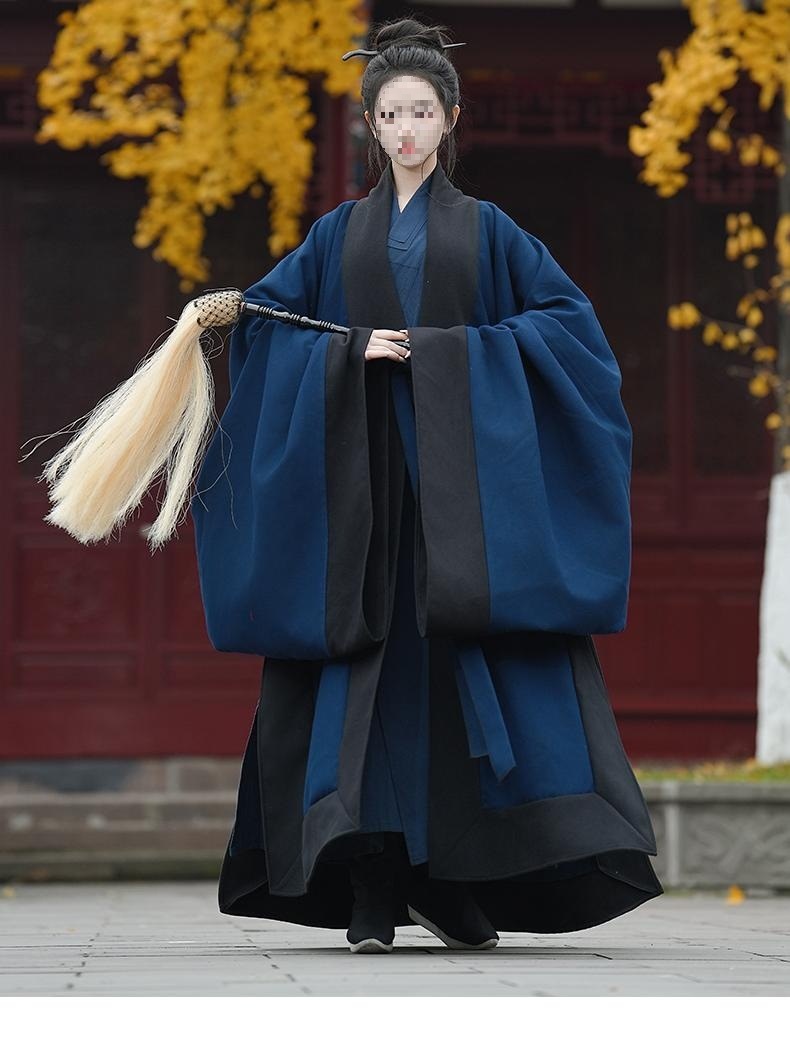 Taoist Robe Autumn and Winter Woolen Men's and Women's Hanfu Plain Traditional Three-Collar Taoist Home Clothes Taoist Robe