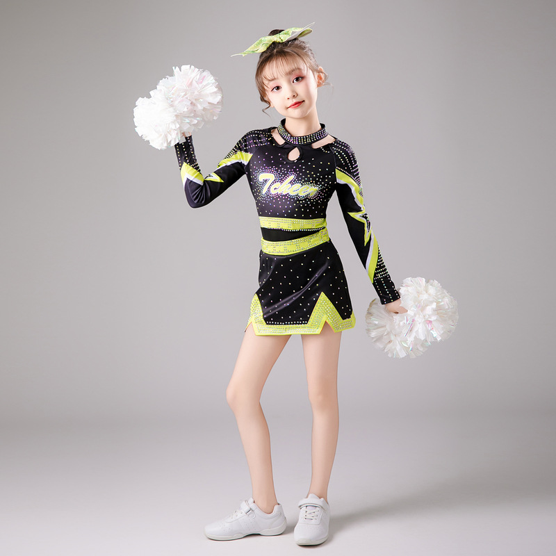 Children's Cheerleading Performance Clothing Long-Sleeved New Girls' Cheerleading Performance Clothing Dance Clothing Competition Competition Clothing for Women
