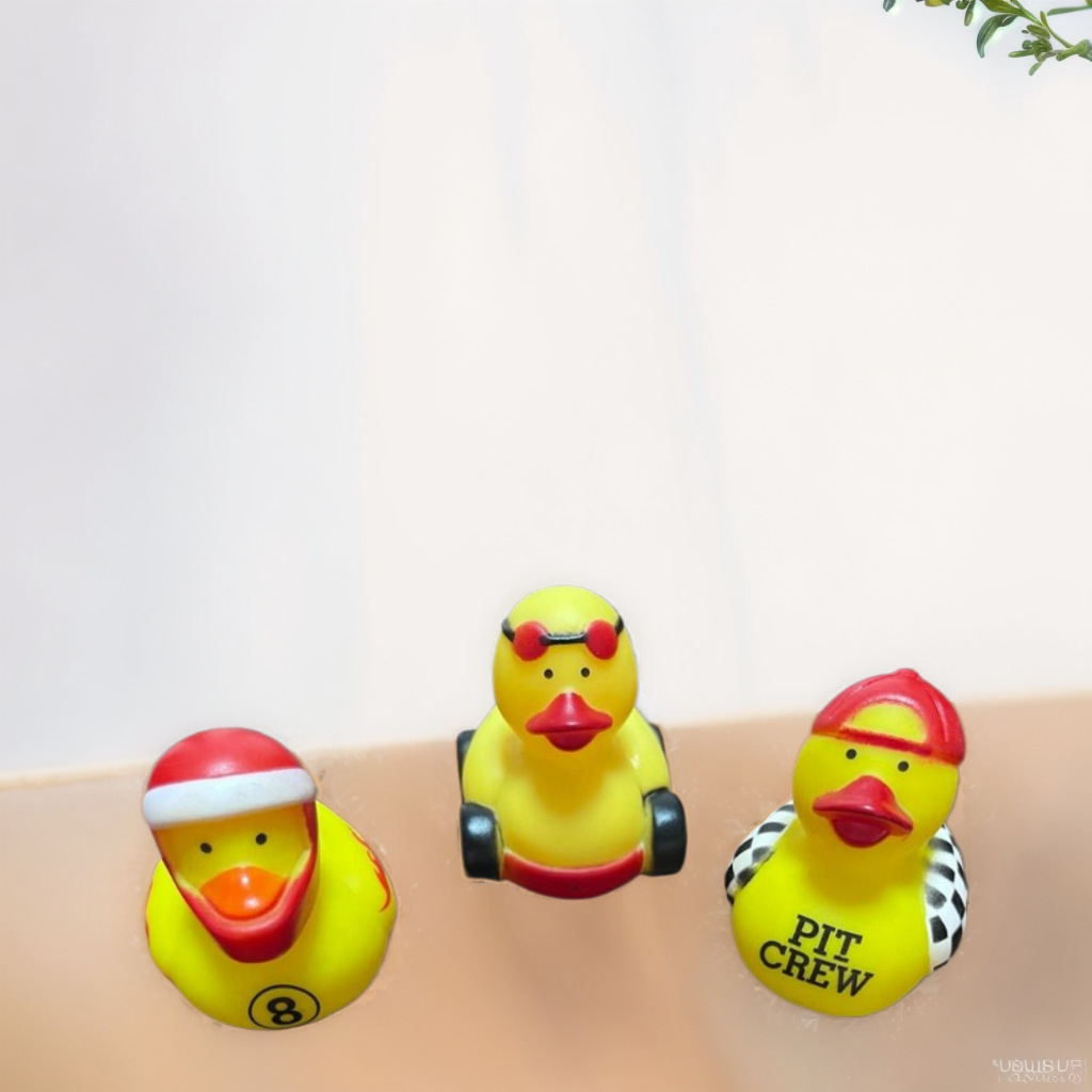 Racer Duck Cross-Border Vinyl Little Yellow Duck Children's Squeeze and Call Creative Shape Playing Duck Beach Floating Toy