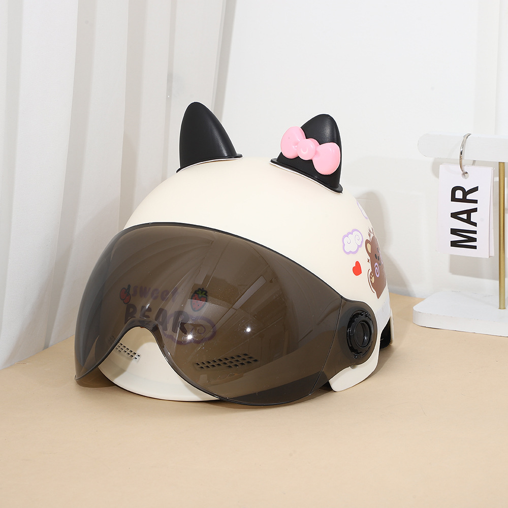 Four Seasons Universal Helmet Kitty Cat Ears Bow Helmet Decoration Electric Car Children Helmet DIY Accessories