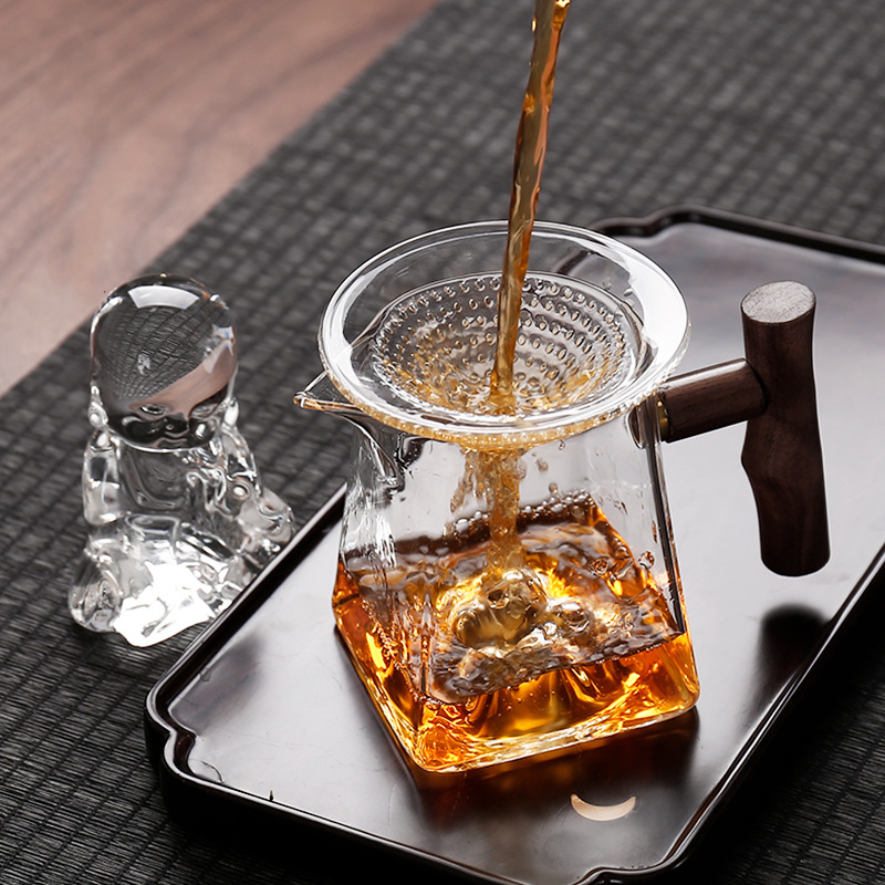 Internet Celebrity Heat Resistant Glass Integrated Tea Leakage Tea Water Separation Filter Glass Tea Filter Set Ornaments Tea Set Accessories