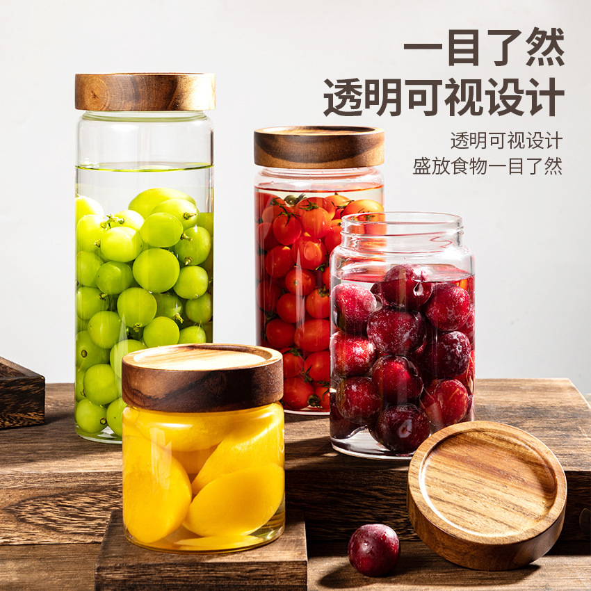 Герметичная банка для хранения из акации, влагостойкая банка из стекла пищевого качества для кофе