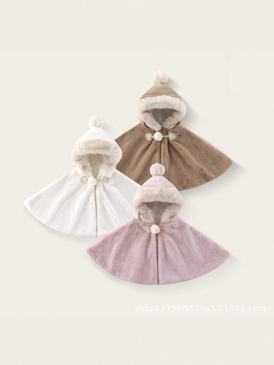 Girls' Shawl Cape Baby Fleece-Lined Cape Outwear Thickeneded Kidsren's Cape Warm Top Plush Outwear