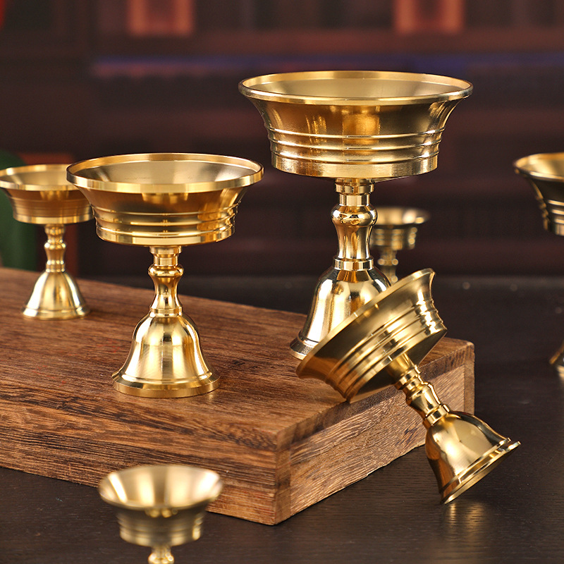 Manufacturer Wholesale Brass Butter Lamp Lamp Holder Oil Lamp Base Buddha Lamp Long-Lasting Lamp Lamp in Various Sizes and Specifications